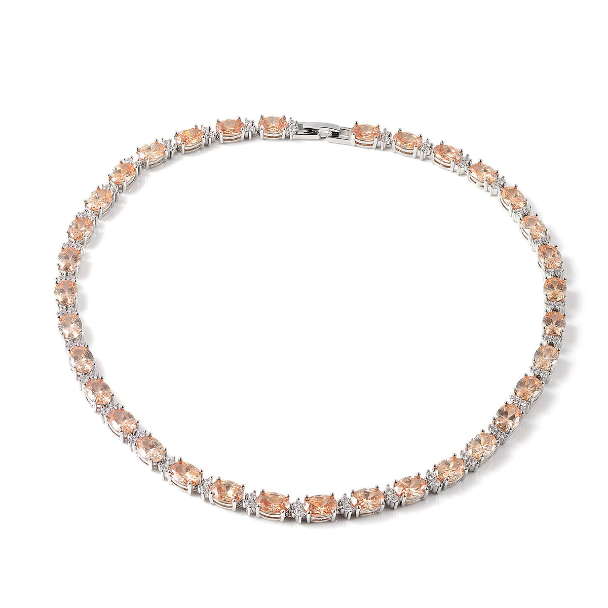 Simulated Champagne Diamond and Simulated White Diamond Necklace in Silver Tone 16 Inches 6033676 0