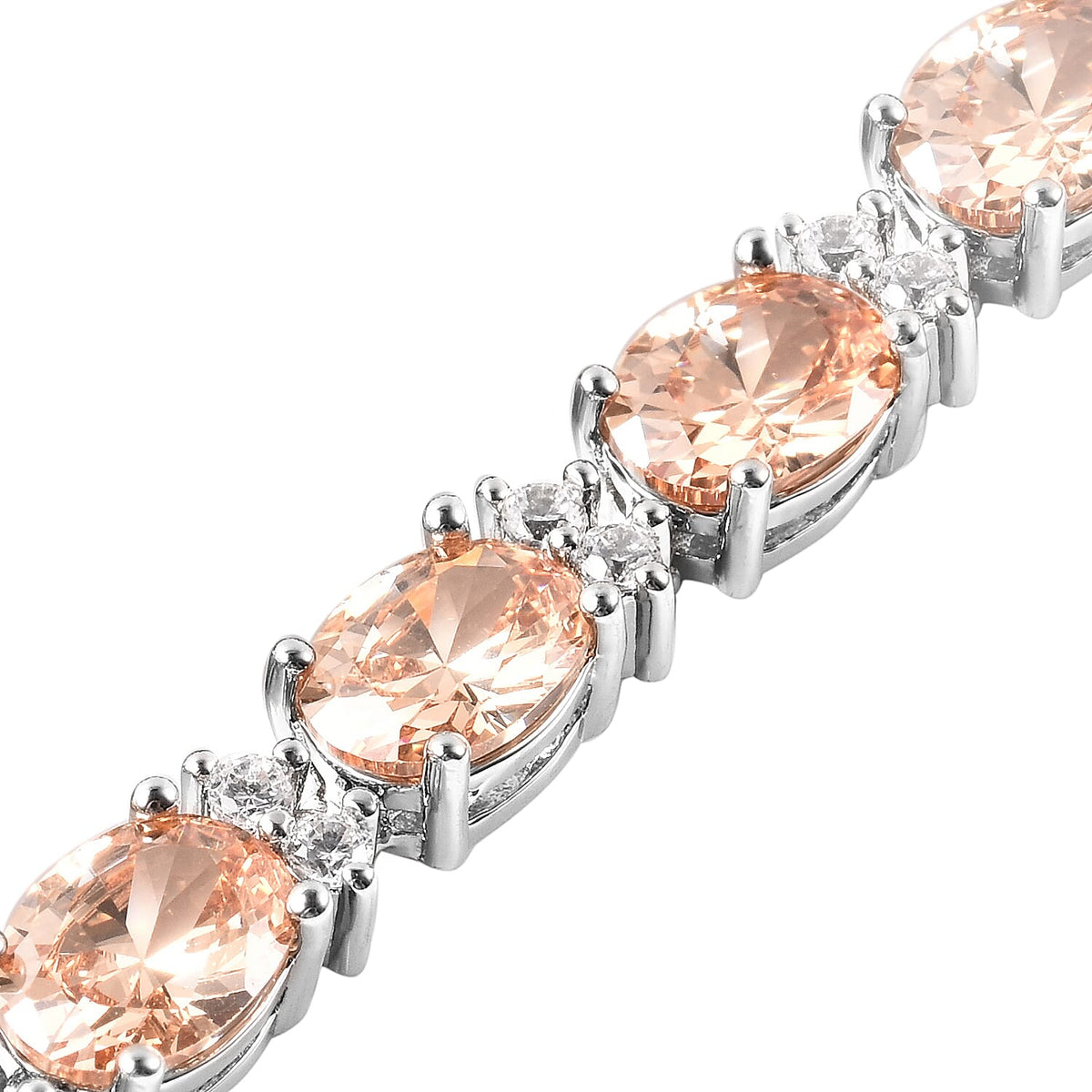 Simulated Champagne Diamond and Simulated White Diamond Necklace in Silver Tone 16 Inches 6033676 2