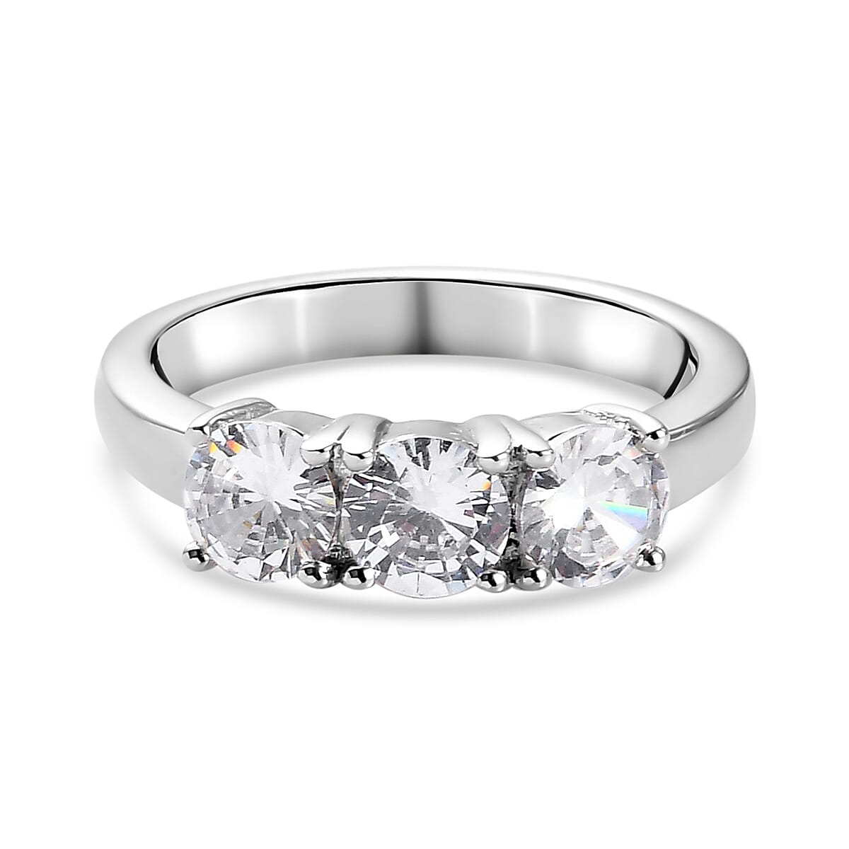 Simulated Diamond (2.04 Ct) Platinum Overlay Sterling Silver Ring 2.040 Ct. 3728010 2