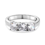 Simulated Diamond 3 Stone Ring in Platinum Overlay Sterling Silver 2.04 Ct.
