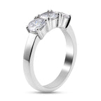 Simulated Diamond 3 Stone Ring in Platinum Overlay Sterling Silver 2.04 Ct.