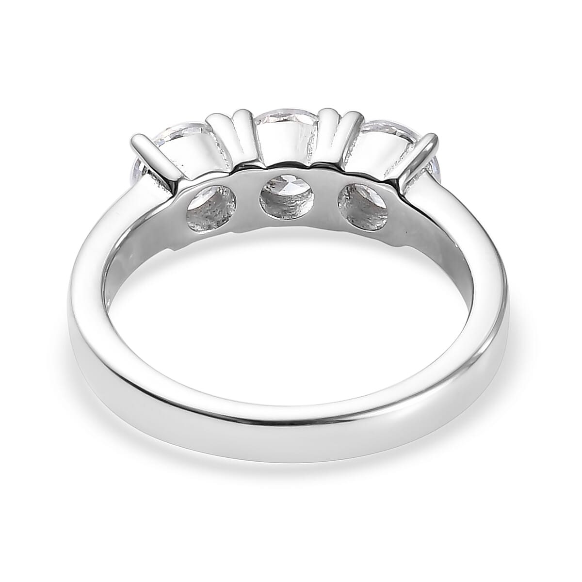 Simulated Diamond (2.04 Ct) Platinum Overlay Sterling Silver Ring 2.040 Ct. 3728010 10