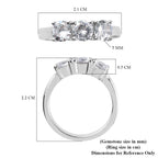 Simulated Diamond 3 Stone Ring in Platinum Overlay Sterling Silver 2.04 Ct.
