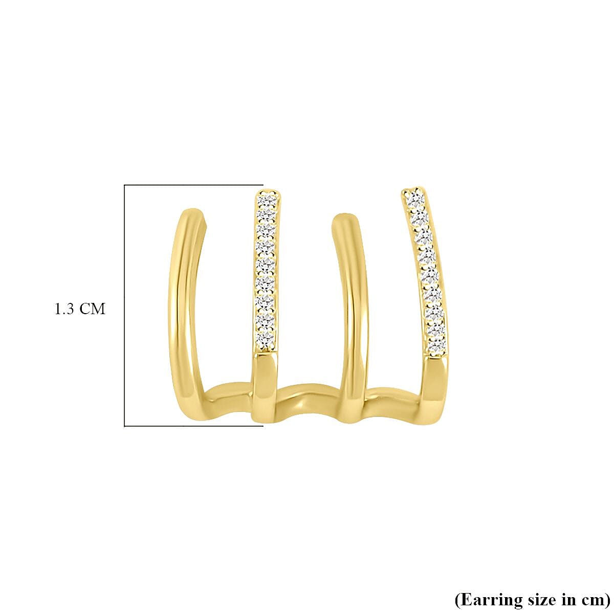 Simulated Diamond 4 Claw Cuff Earrings in Yellow Gold Tone 7595118 5