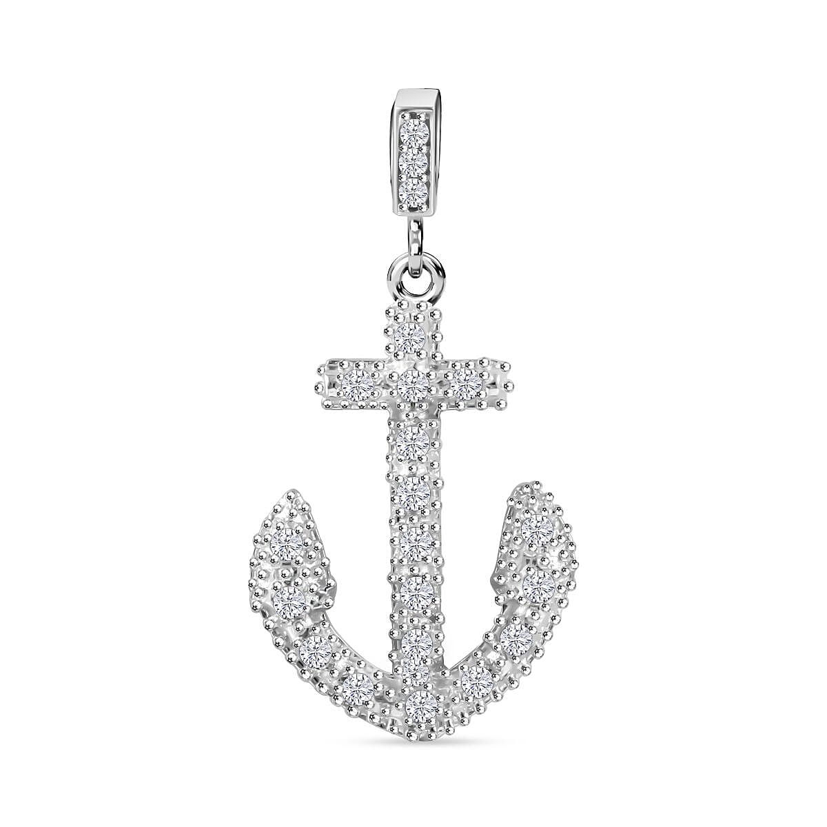 Simulated Diamond Anchor Pendant in Sterling Silver 7282519 0