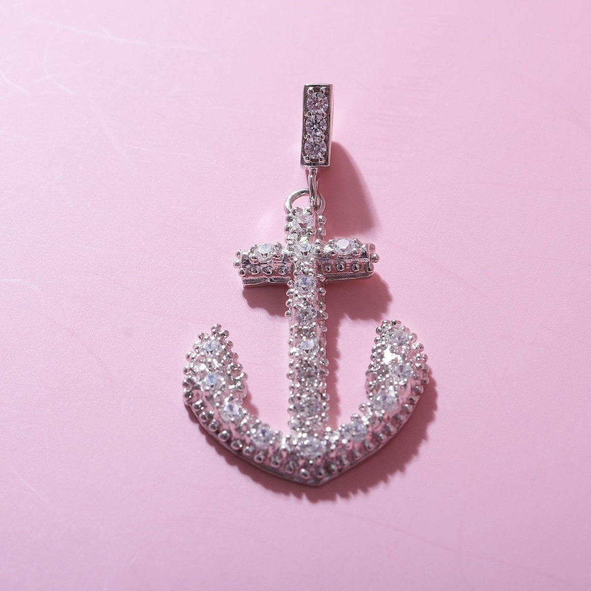 Simulated Diamond Anchor Pendant in Sterling Silver 7282519 2