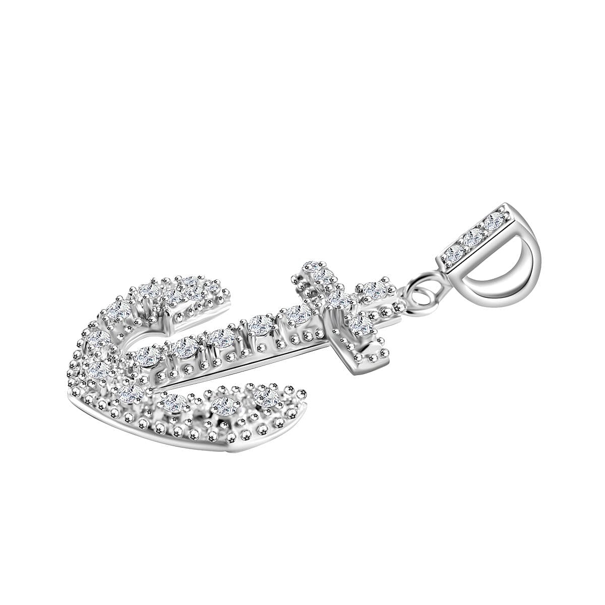 Simulated Diamond Anchor Pendant in Sterling Silver 7282519 6