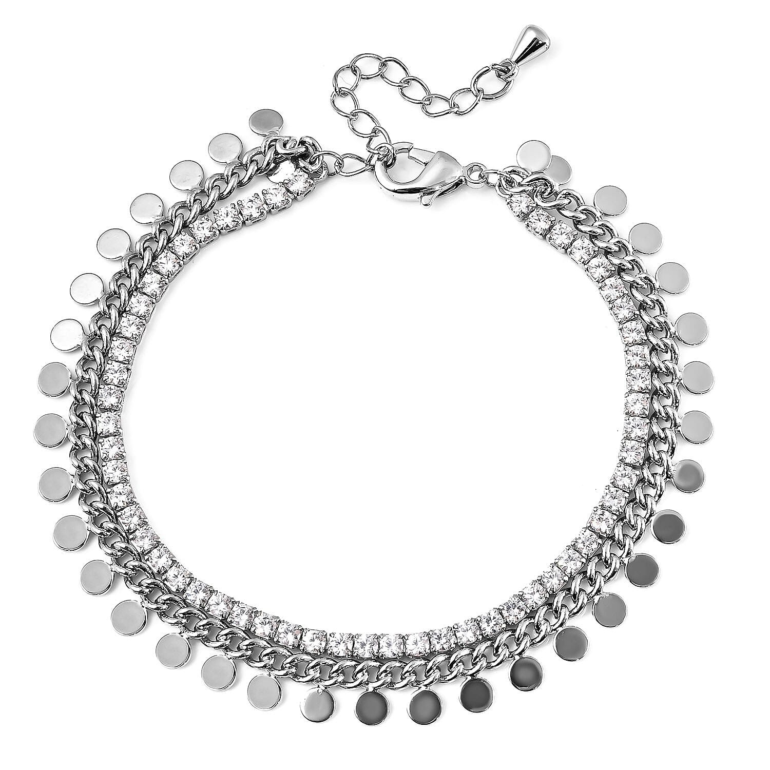 Simulated Diamond Bracelet (Size - 6) in Stainless Steel with Silver Tone 6348267 0
