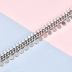 Simulated Diamond Bracelet (Size - 6 with 1.5 Inch Extender) in Silver Tone
