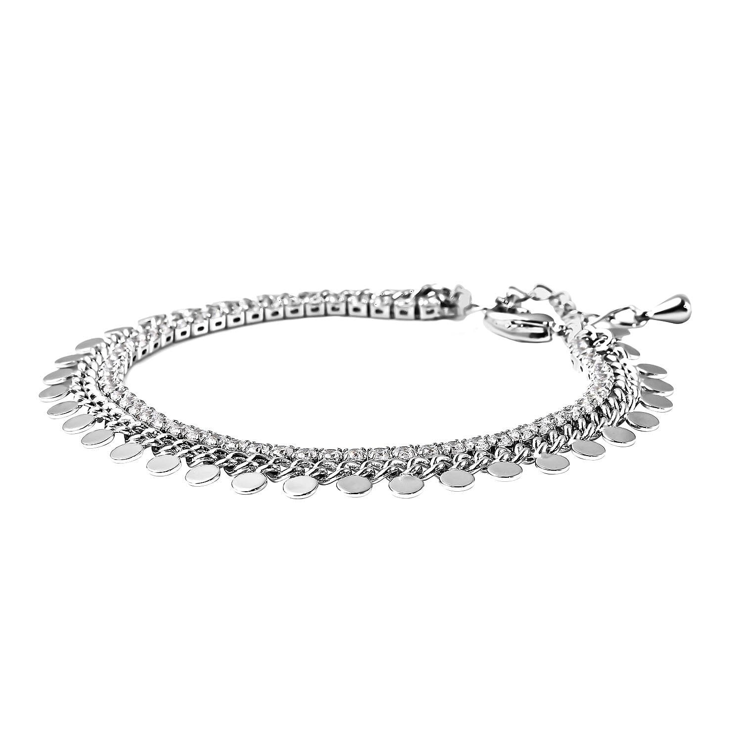 Simulated Diamond Bracelet (Size - 6) in Stainless Steel with Silver Tone 6348267 2