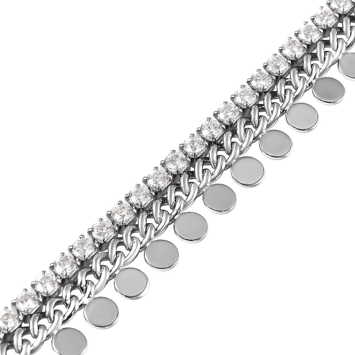 Simulated Diamond Bracelet (Size - 6) in Stainless Steel with Silver Tone 6348267 3