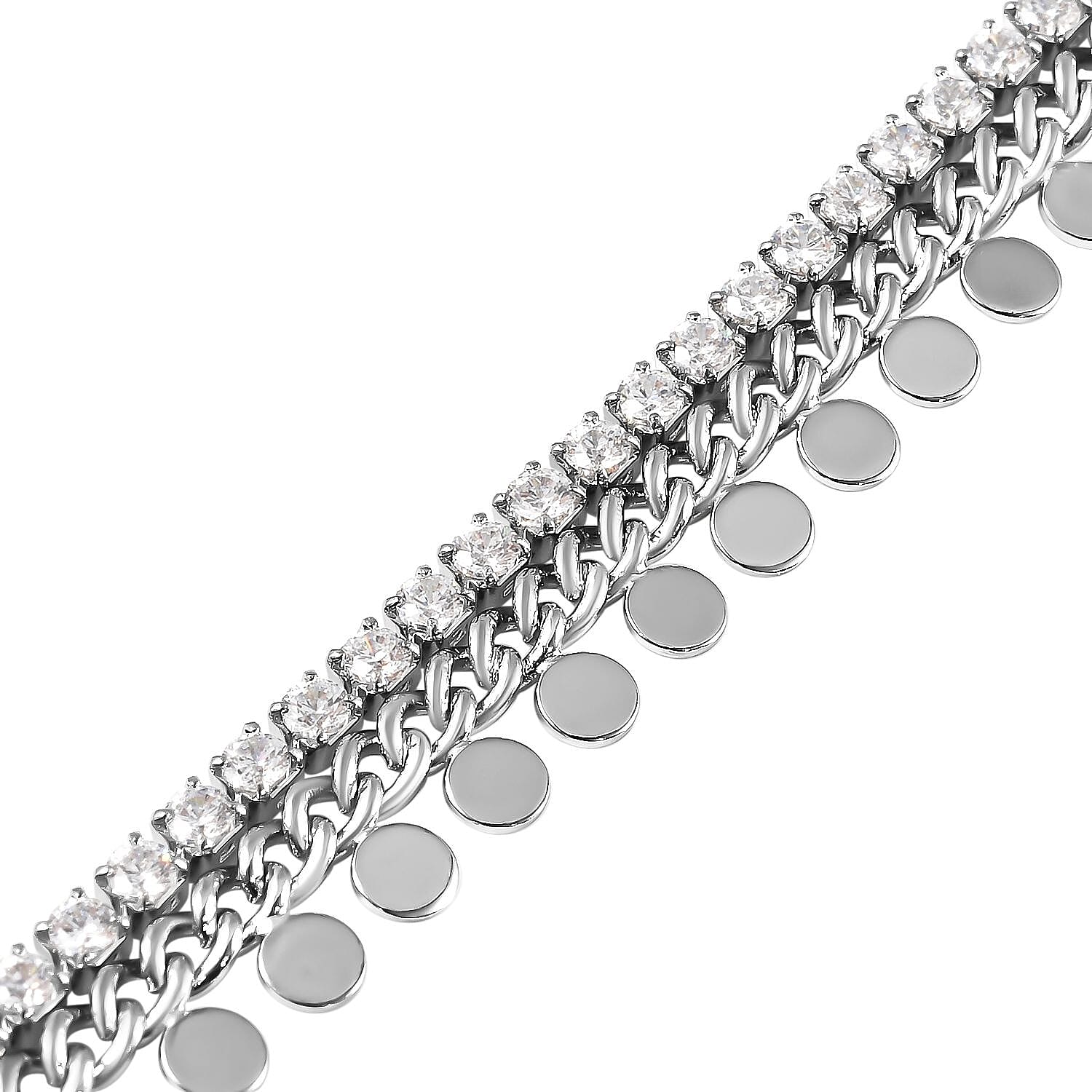 Simulated Diamond Bracelet (Size - 6) in Stainless Steel with Silver Tone 6348267 3