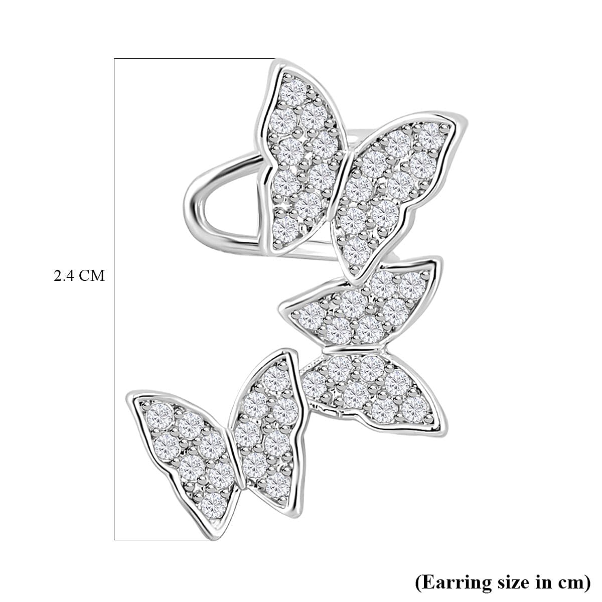 Simulated Diamond Butterfly Earrings in Silver Tone 7324370 4