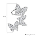 Simulated Diamond Butterfly Earrings in Silver Tone