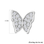 Simulated Diamond Butterfly Earrings in Silver Tone