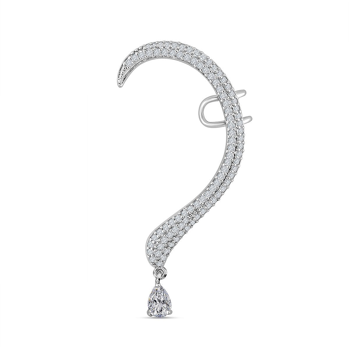 Simulated Diamond Climber Earrings in Silver Tone 7324369 0