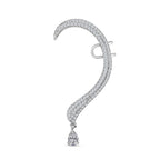 Simulated Diamond Climber Earrings in Silver Tone