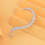Simulated Diamond Climber Earrings in Silver Tone