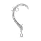 Simulated Diamond Climber Earrings in Silver Tone