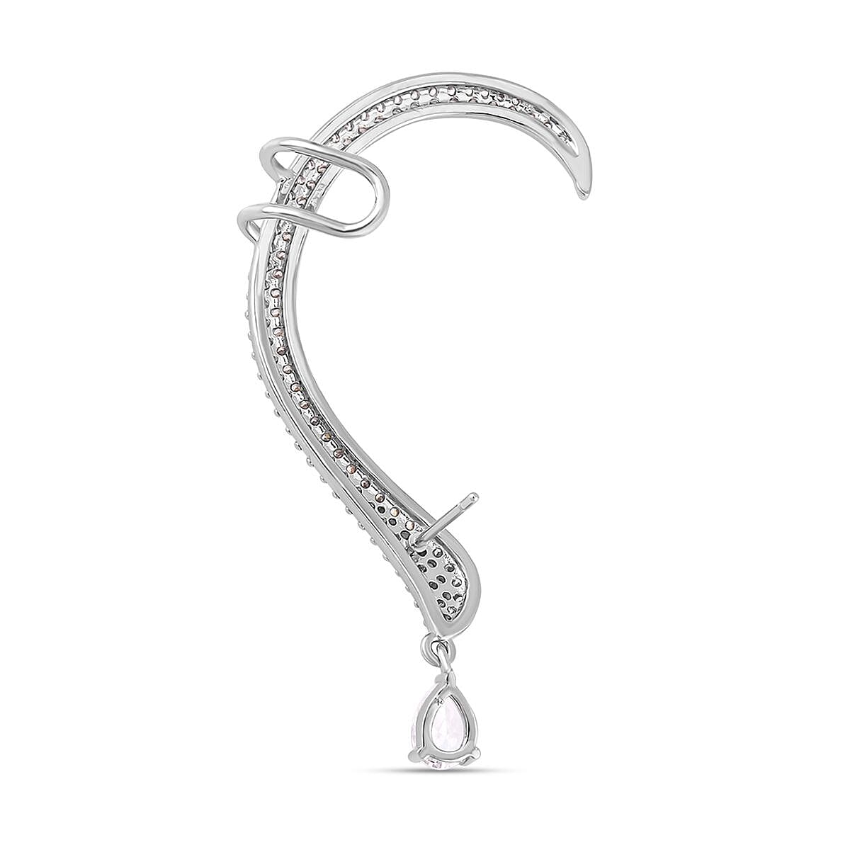 Simulated Diamond Climber Earrings in Silver Tone 7324369 3