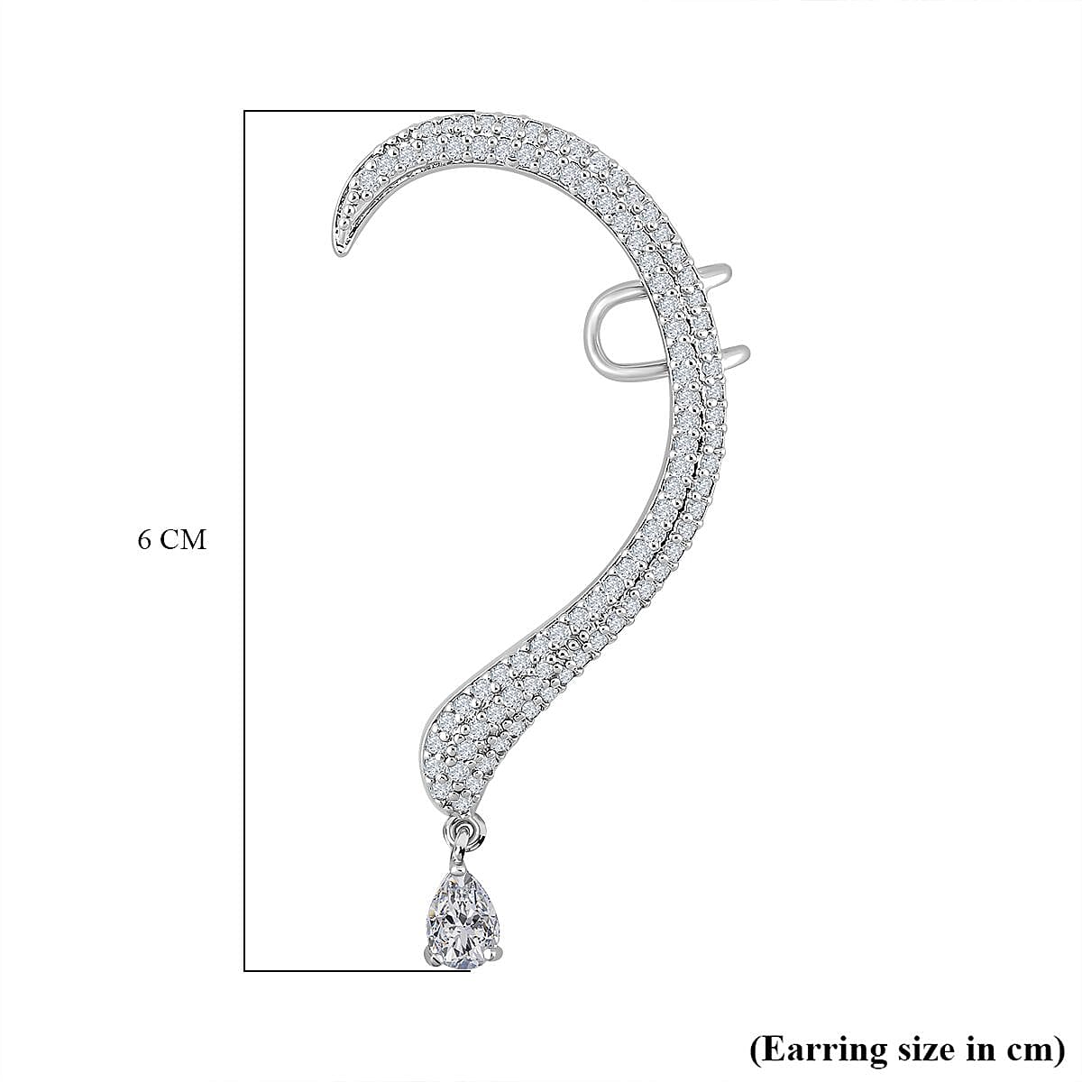 Simulated Diamond Climber Earrings in Silver Tone 7324369 4
