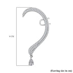 Simulated Diamond Climber Earrings in Silver Tone
