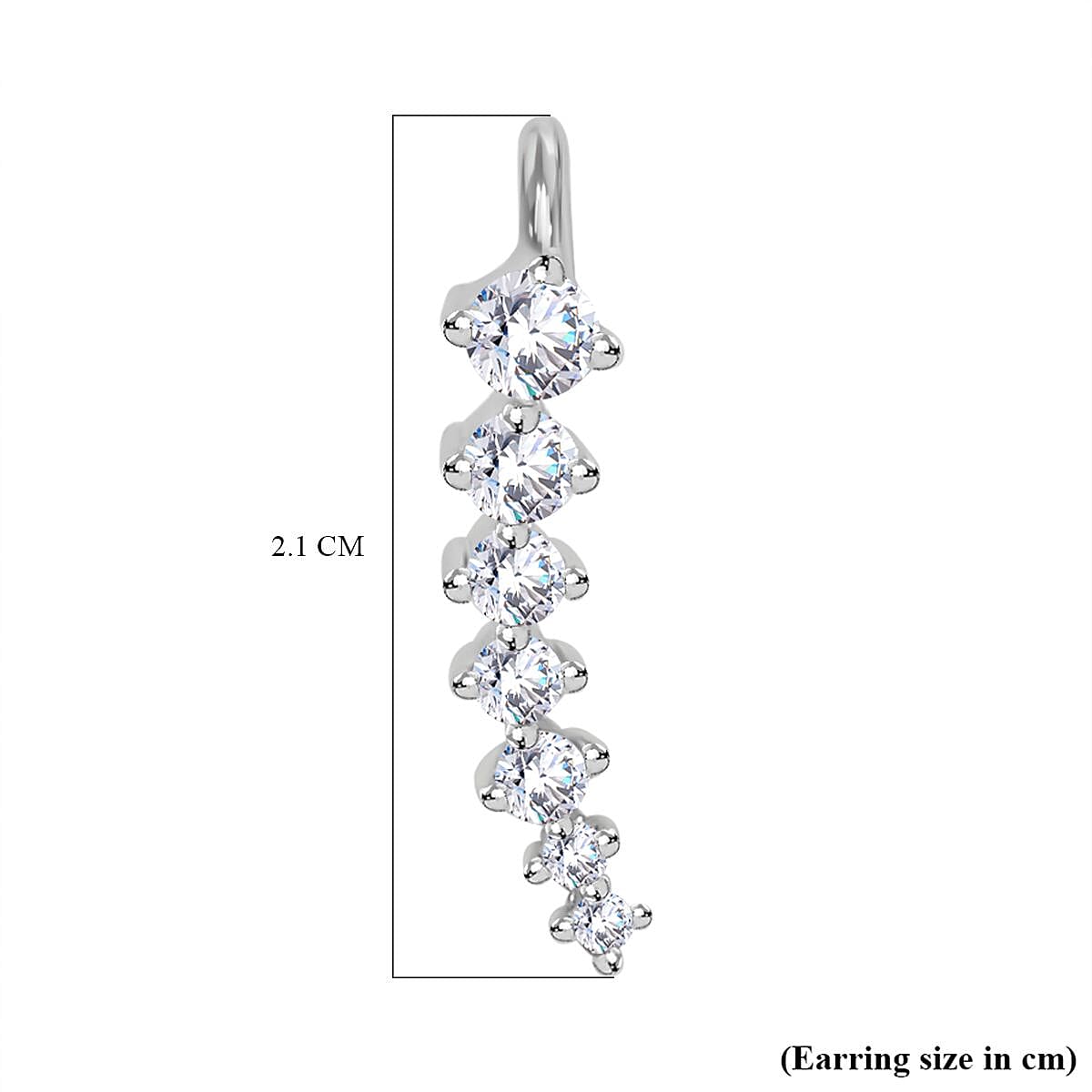 Simulated Diamond Climber Earrings (with Hook)  in Silver Tone 7325775 5