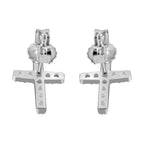 NY Close Out- CZ Cross Earrings (with Push Back) in Rhodium Overlay Sterling Silver