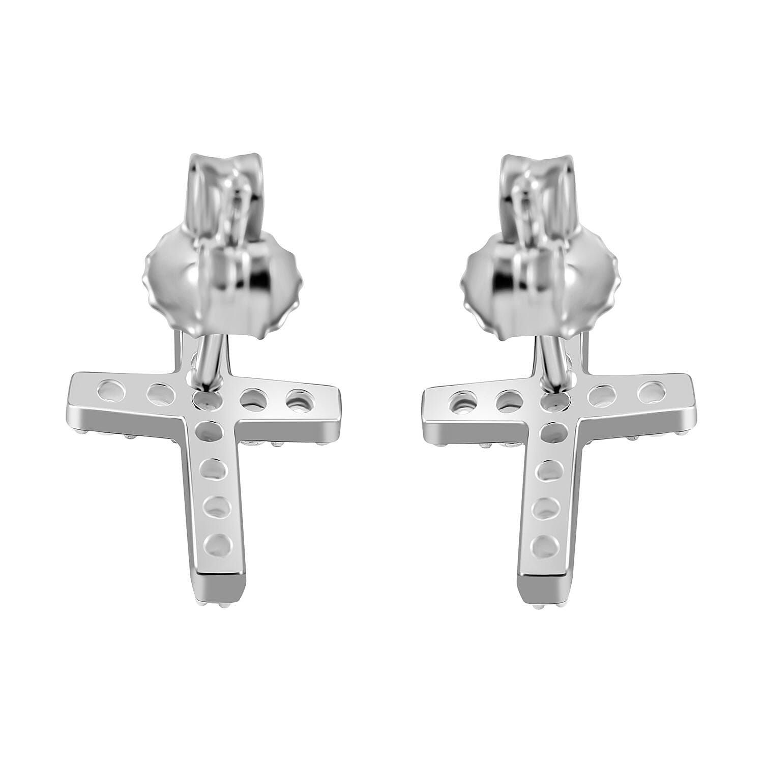 Simulated Diamond Cross Earrings With Push Back in Sterling Silver 7303402 5