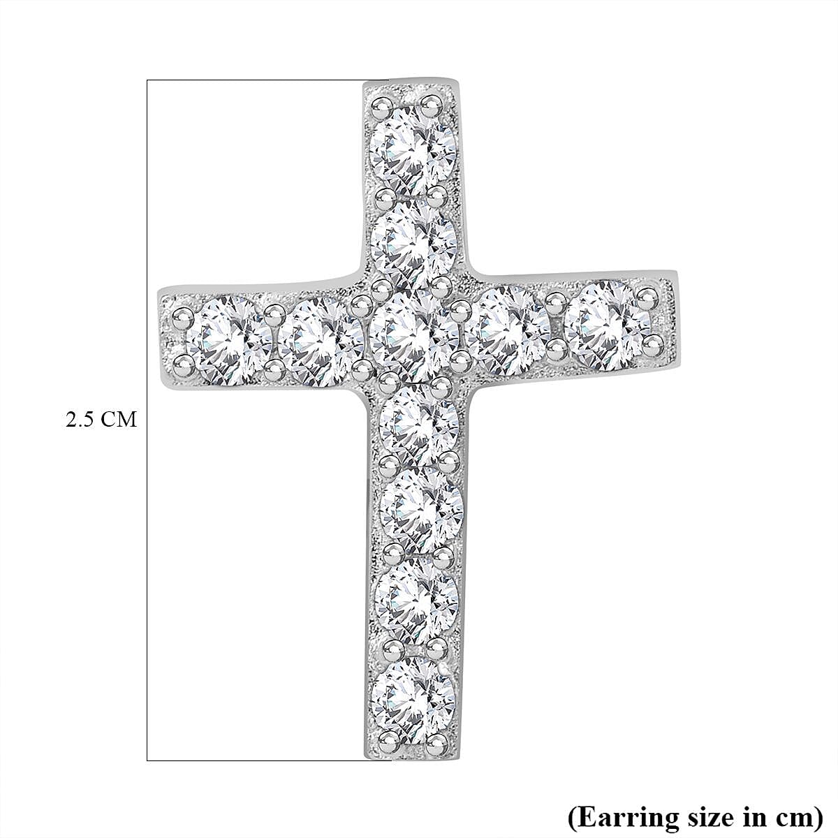 Simulated Diamond Cross Earrings With Push Back in Sterling Silver 7303402 6