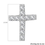 NY Close Out- CZ Cross Earrings (with Push Back) in Rhodium Overlay Sterling Silver