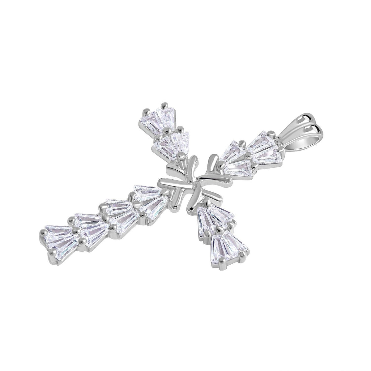 Simulated Diamond Cross Pendant in Rhodium Overlay Sterling Silver 1.85 Ct 7303390 6