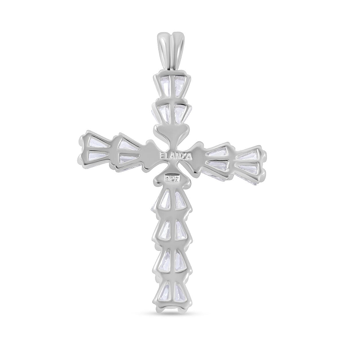 Simulated Diamond Cross Pendant in Rhodium Overlay Sterling Silver 1.85 Ct 7303390 8
