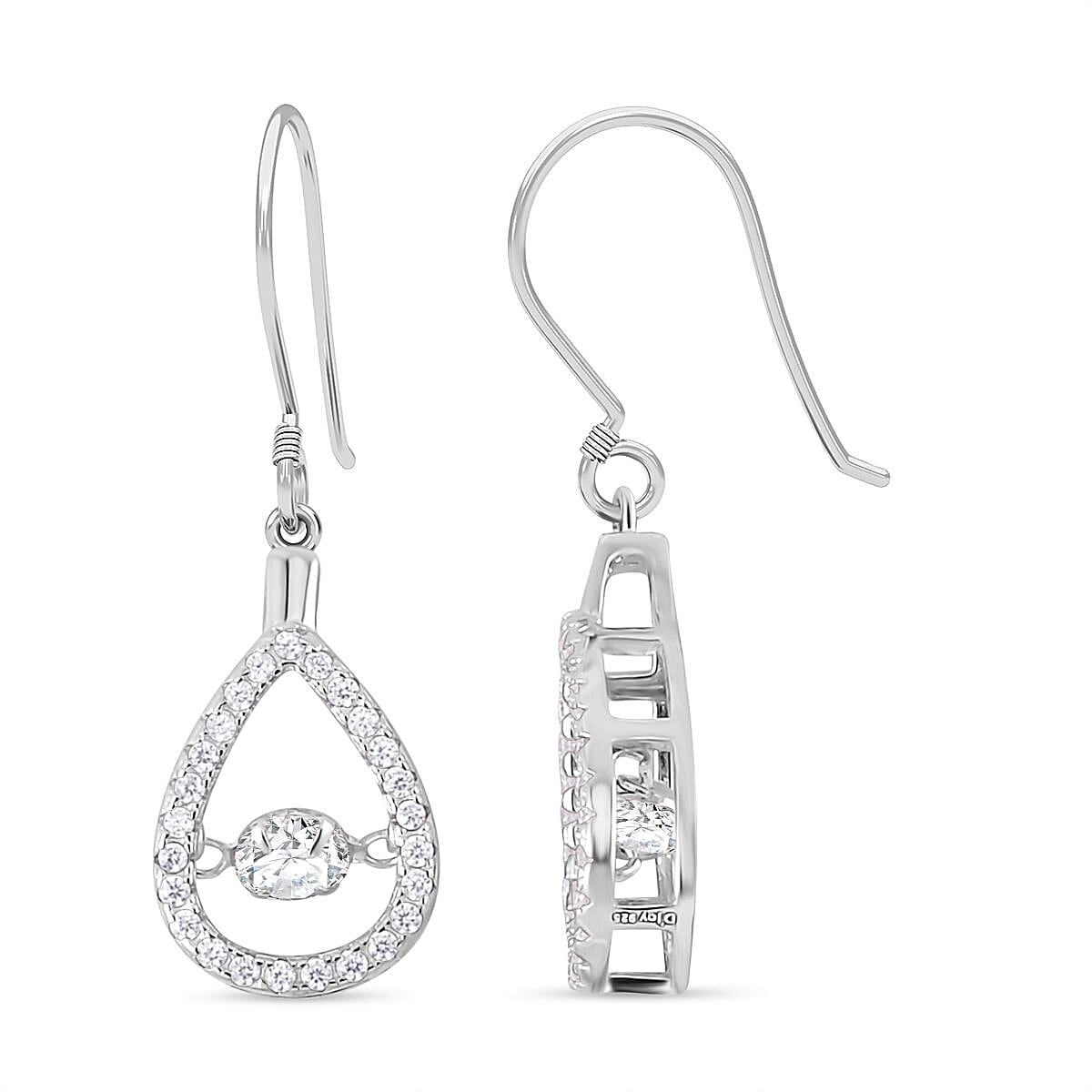 NY Closeout - Cubic Zirconia Dangle Earrings in Rhodium Overlay Sterling Silver 1.37 Ct. 7557765 0