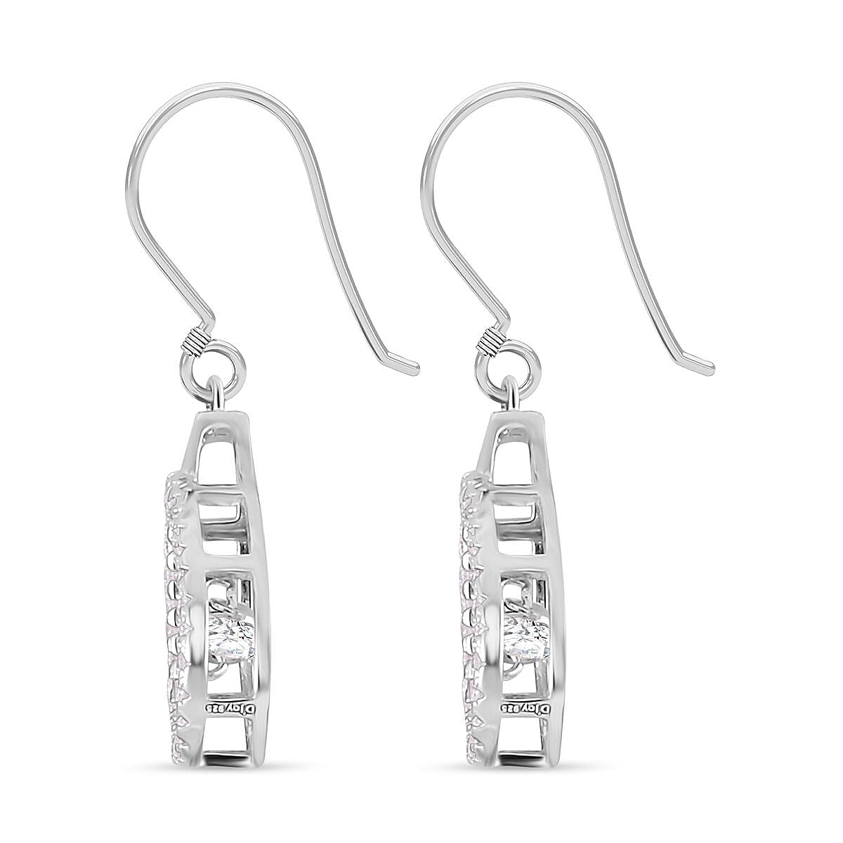 NY Closeout - Cubic Zirconia Dangle Earrings in Rhodium Overlay Sterling Silver 1.37 Ct. 7557765 3