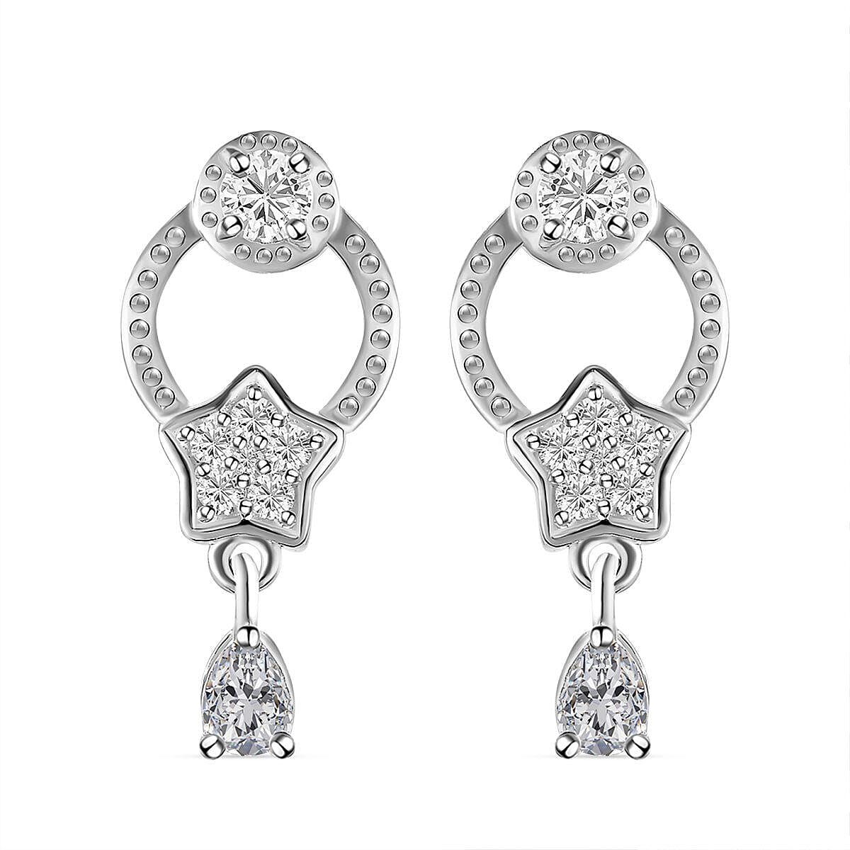 NY Closeout - Simulated Diamond Dangle Earrings in Sterling Silver 1.18 Ct. 7252910 0
