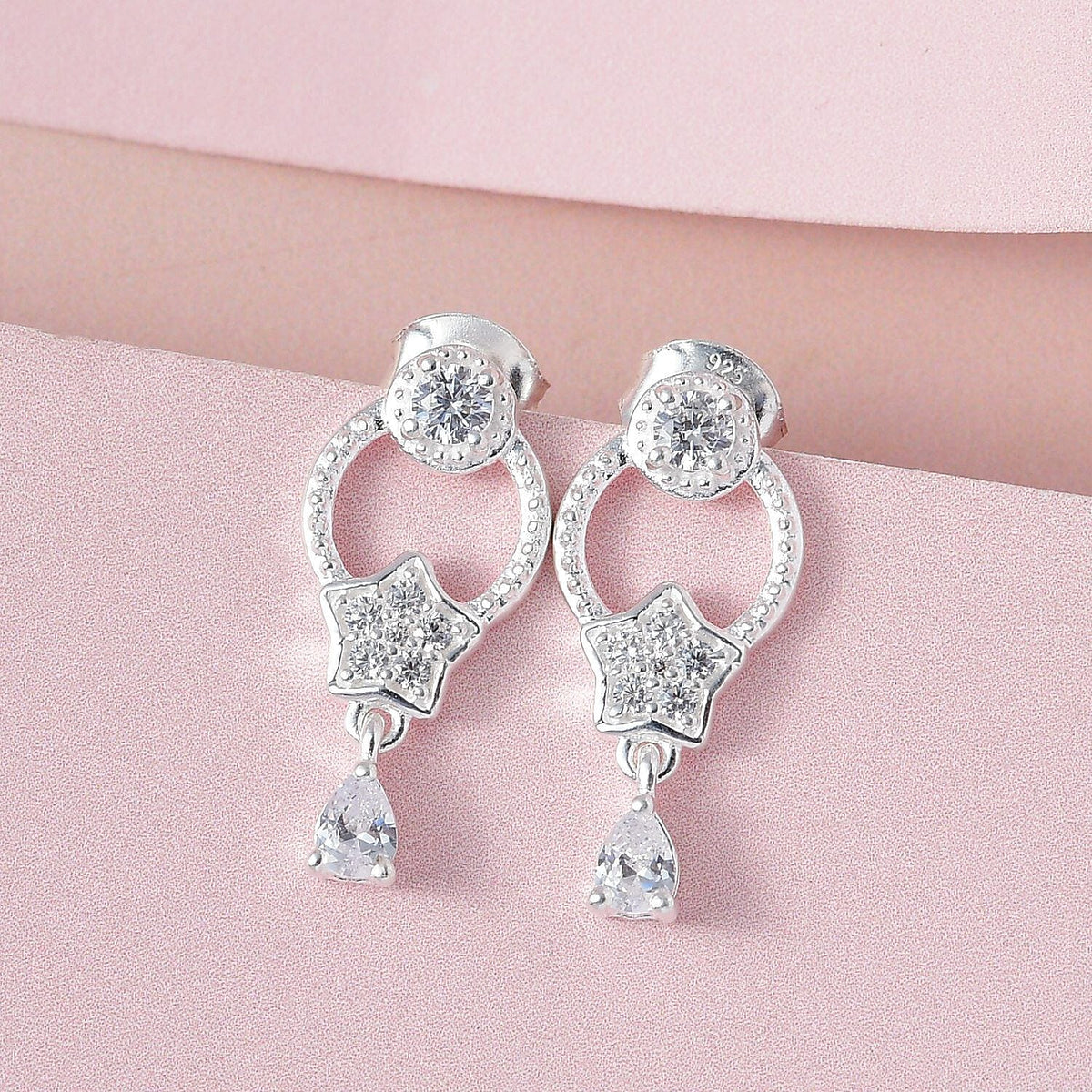 NY Closeout - Simulated Diamond Dangle Earrings in Sterling Silver 1.18 Ct. 7252910 1