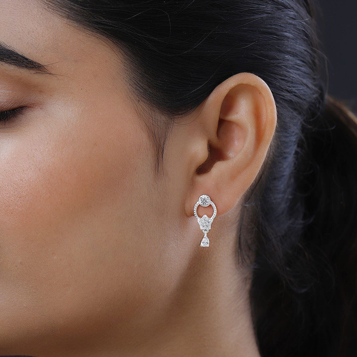 NY Closeout - Simulated Diamond Dangle Earrings in Sterling Silver 1.18 Ct. 7252910 2