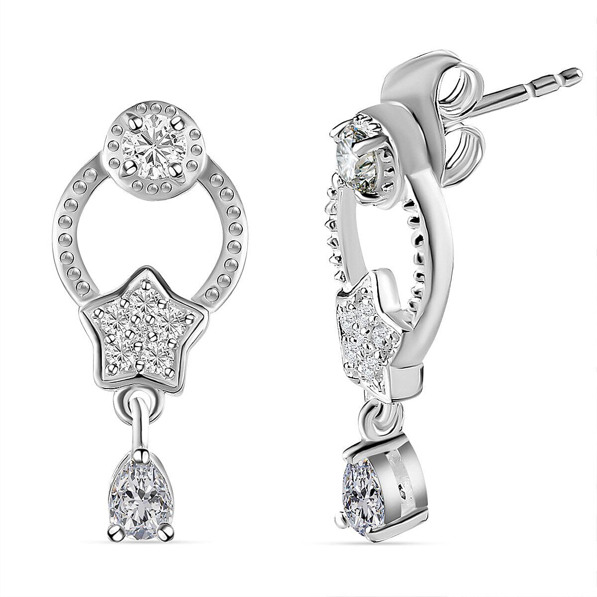 NY Closeout - Simulated Diamond Dangle Earrings in Sterling Silver 1.18 Ct. 7252910 3