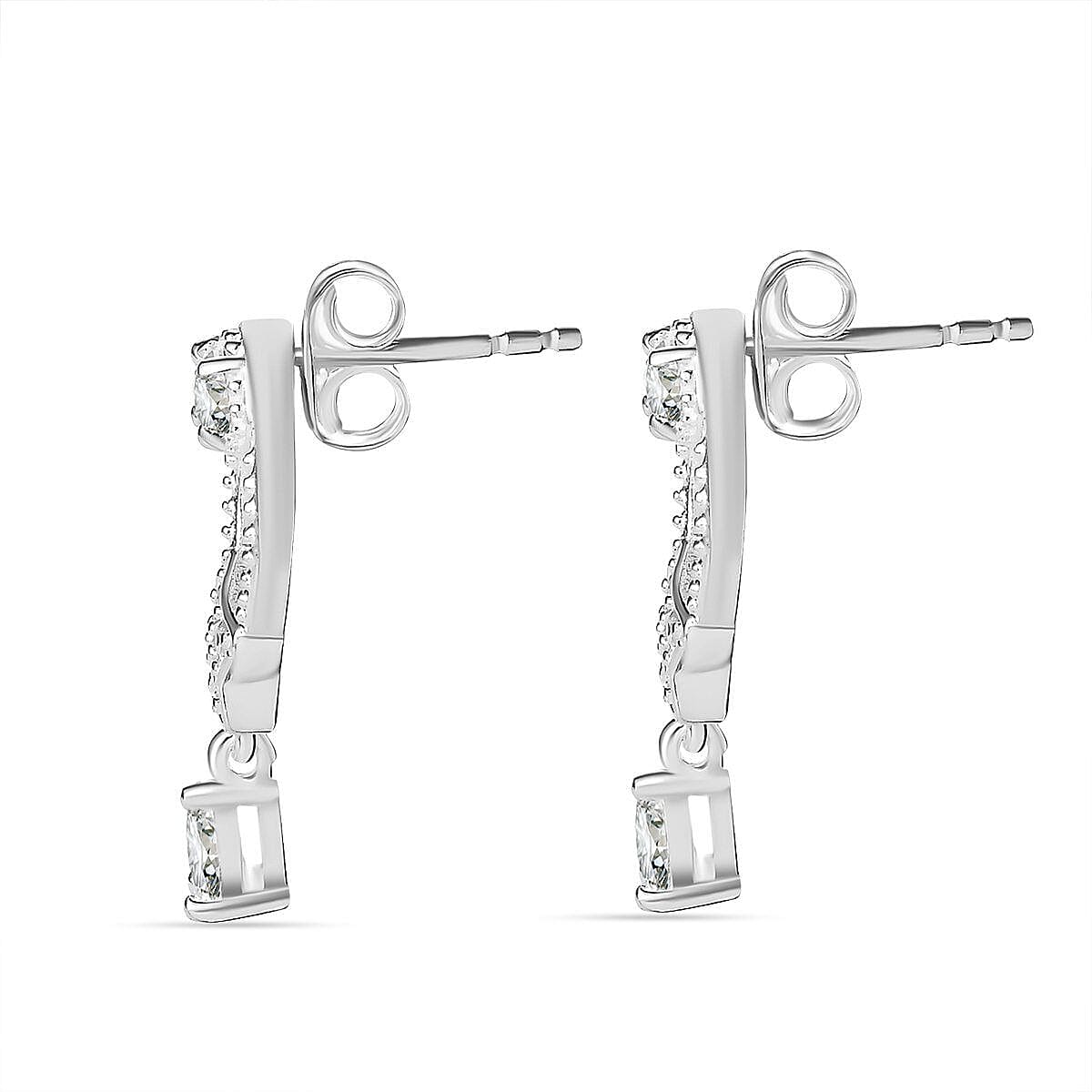 NY Closeout - Simulated Diamond Dangle Earrings in Sterling Silver 1.18 Ct. 7252910 4