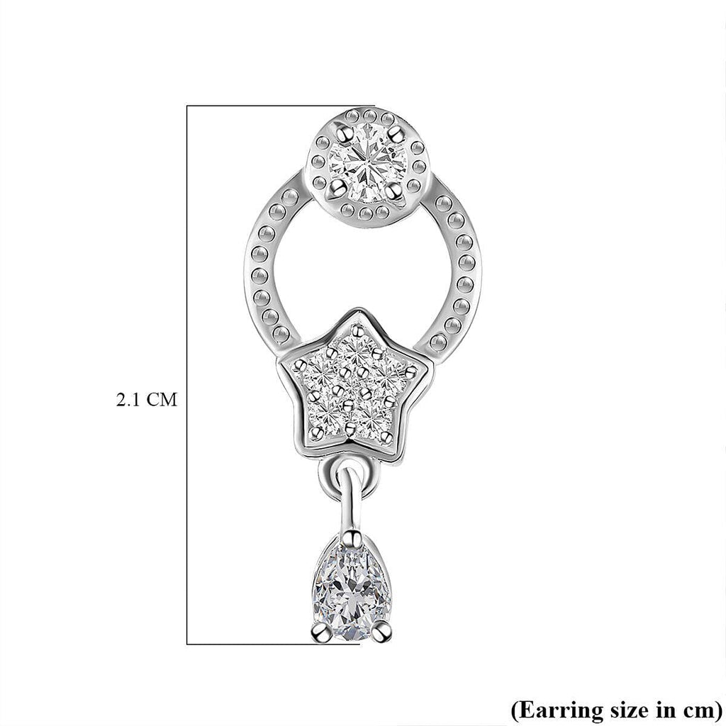 NY Closeout - Simulated Diamond Dangle Earrings in Sterling Silver 1.18 Ct.