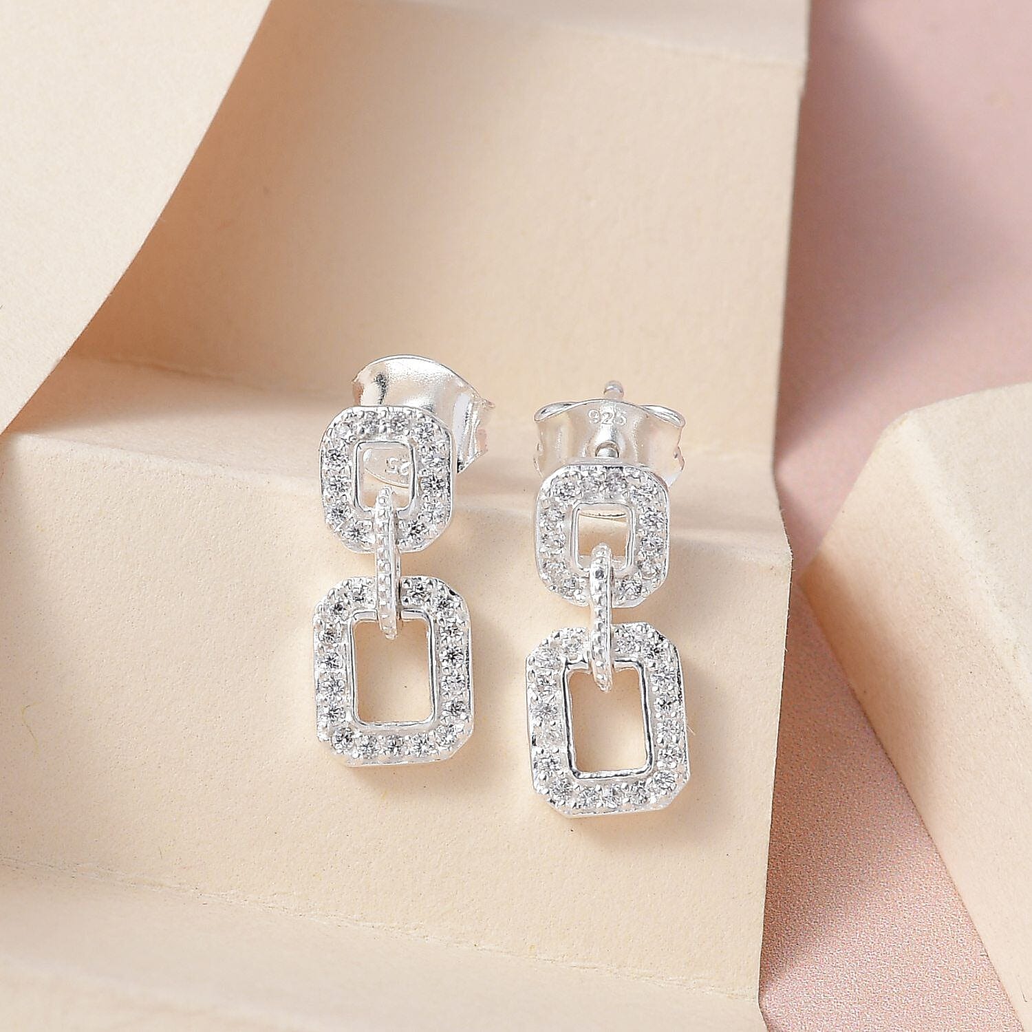 NY Closeout - Cubic Zirconia  Dangle Earrings in Sterling Silver 7255441 2