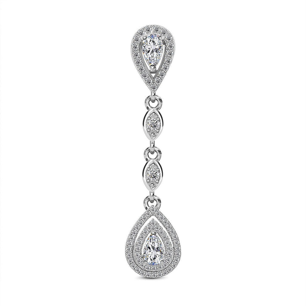 CZ Diamond Drop Pendant in Rhodium Overlay Sterling Silver 2.160 Ct.