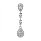 CZ Diamond Drop Pendant in Rhodium Overlay Sterling Silver 2.160 Ct.