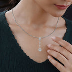 CZ Diamond Drop Pendant in Rhodium Overlay Sterling Silver 2.160 Ct.