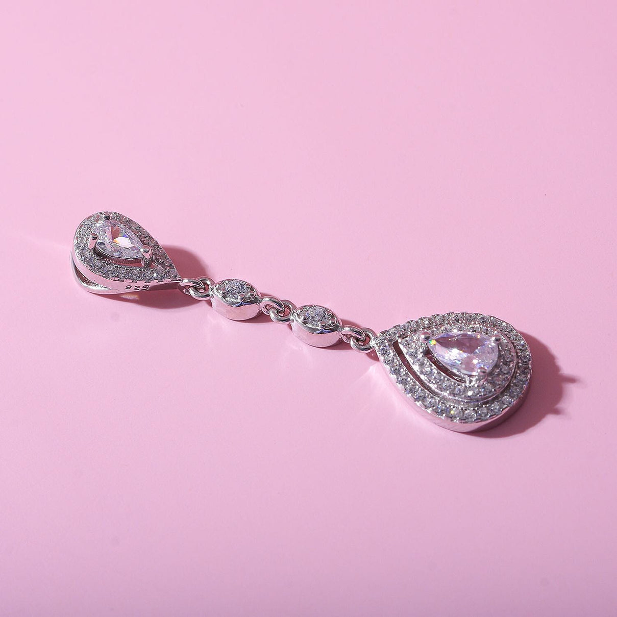 CZ Diamond Drop Pendant in Rhodium Overlay Sterling Silver 2.160 Ct. 7303396 3