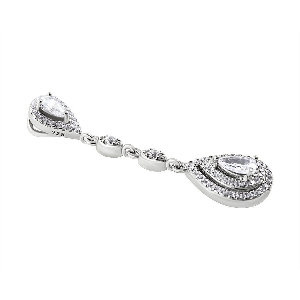 CZ Diamond Drop Pendant in Rhodium Overlay Sterling Silver 2.160 Ct.
