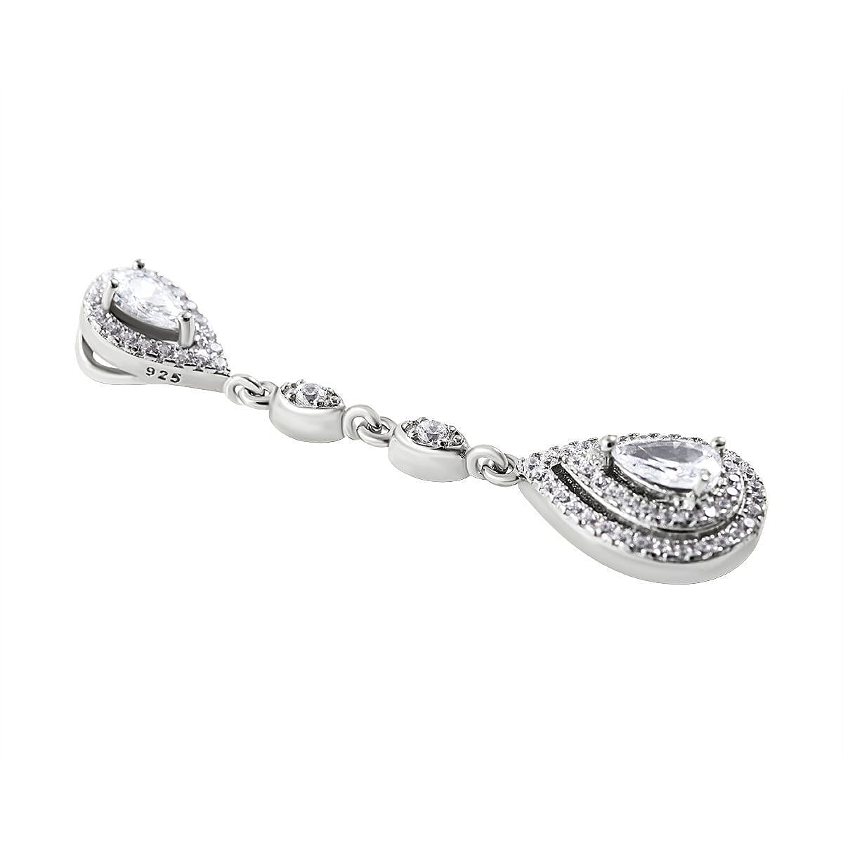 CZ Diamond Drop Pendant in Rhodium Overlay Sterling Silver 2.160 Ct. 7303396 4