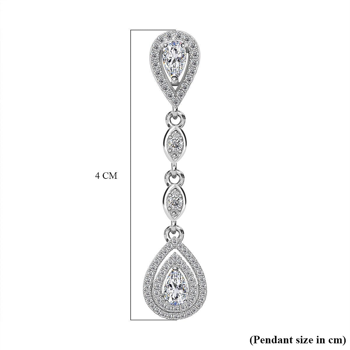 CZ Diamond Drop Pendant in Rhodium Overlay Sterling Silver 2.160 Ct. 7303396 5