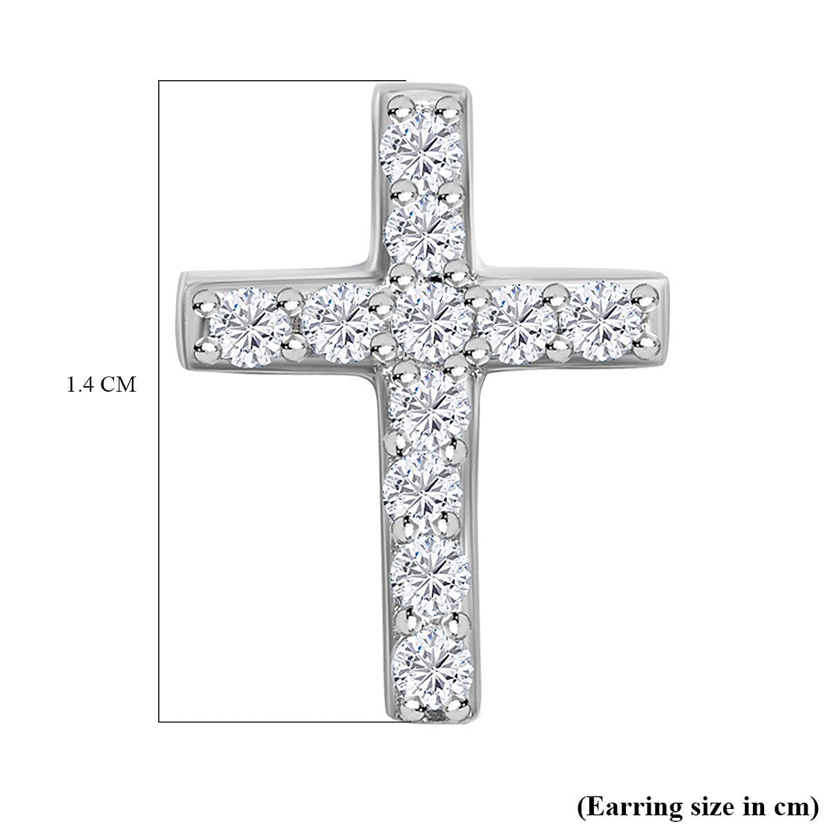 Simulated Diamond Cross Earrings With Push Back in Sterling Silver 7303402 10